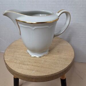 Vintage Hutschenreuther Cream and‎ Gold Porcelain Creamer Pitcher Elegant Design